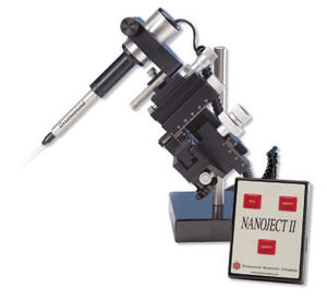De Drummond Nanoject II Auto-Nanoliter Injector is speciaal ontworpen om ultra-delicate nanoliter injectie procedures in eicellen, embryo's en weefsels etc.